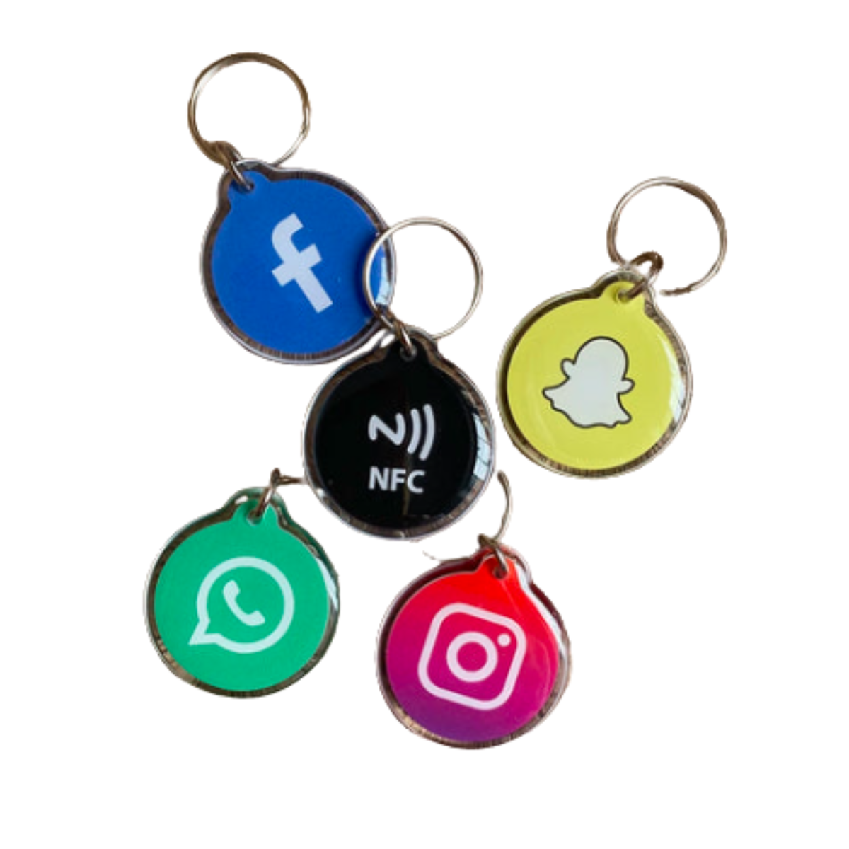 NFC Social Media Schlüsselanhänger – Instagram, WhatsApp & Facebook