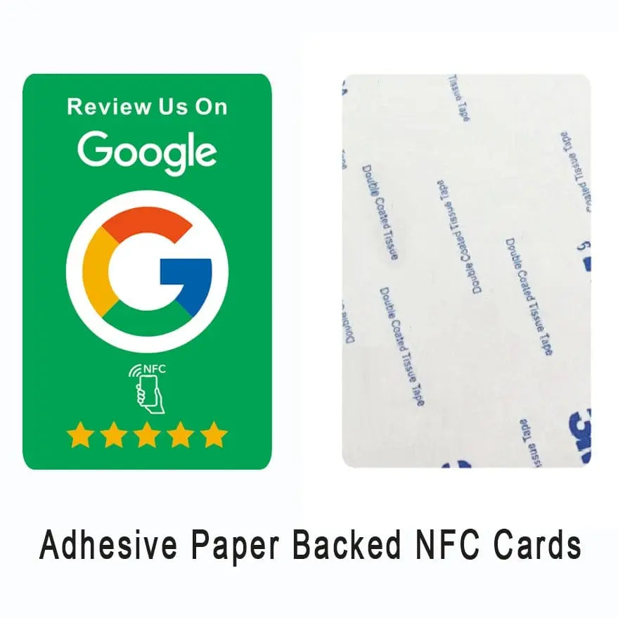 NFC Google-Bewertungskarten in einem Geschäftsumfeld zur Unterstützung von Bewertungen