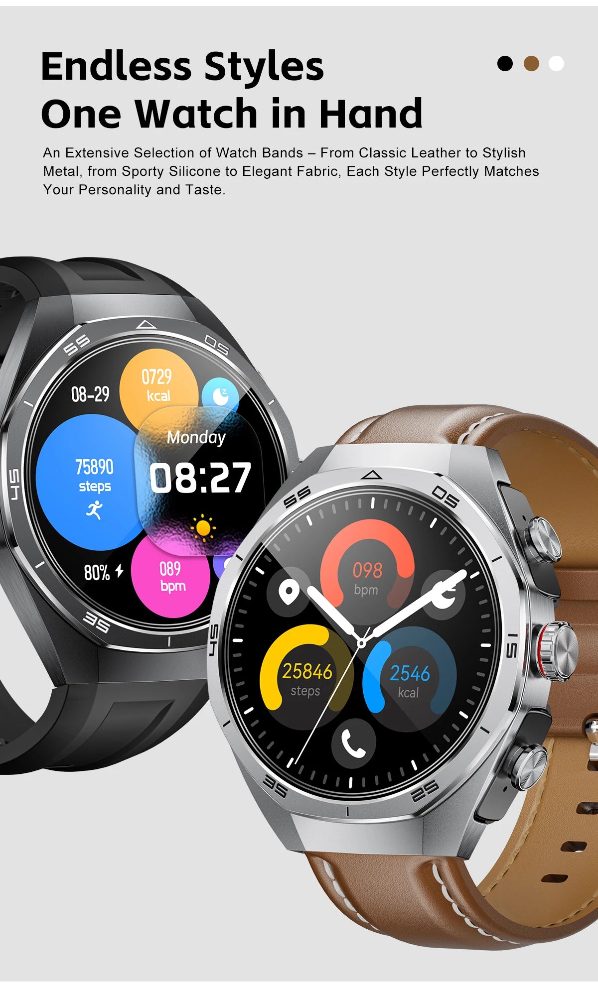 2025 LIGE 2-in-1 Smartwatch Men – NFC, Built-in TWS Earphones, 1.53-inch HD AMOLED, Bluetooth Call, Fitness & Sports Smartwatch