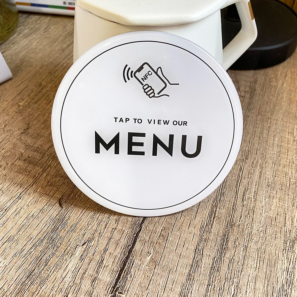 NFC Menu Plate Ø10 cm – Waterproof & Rewritable | Taggytech