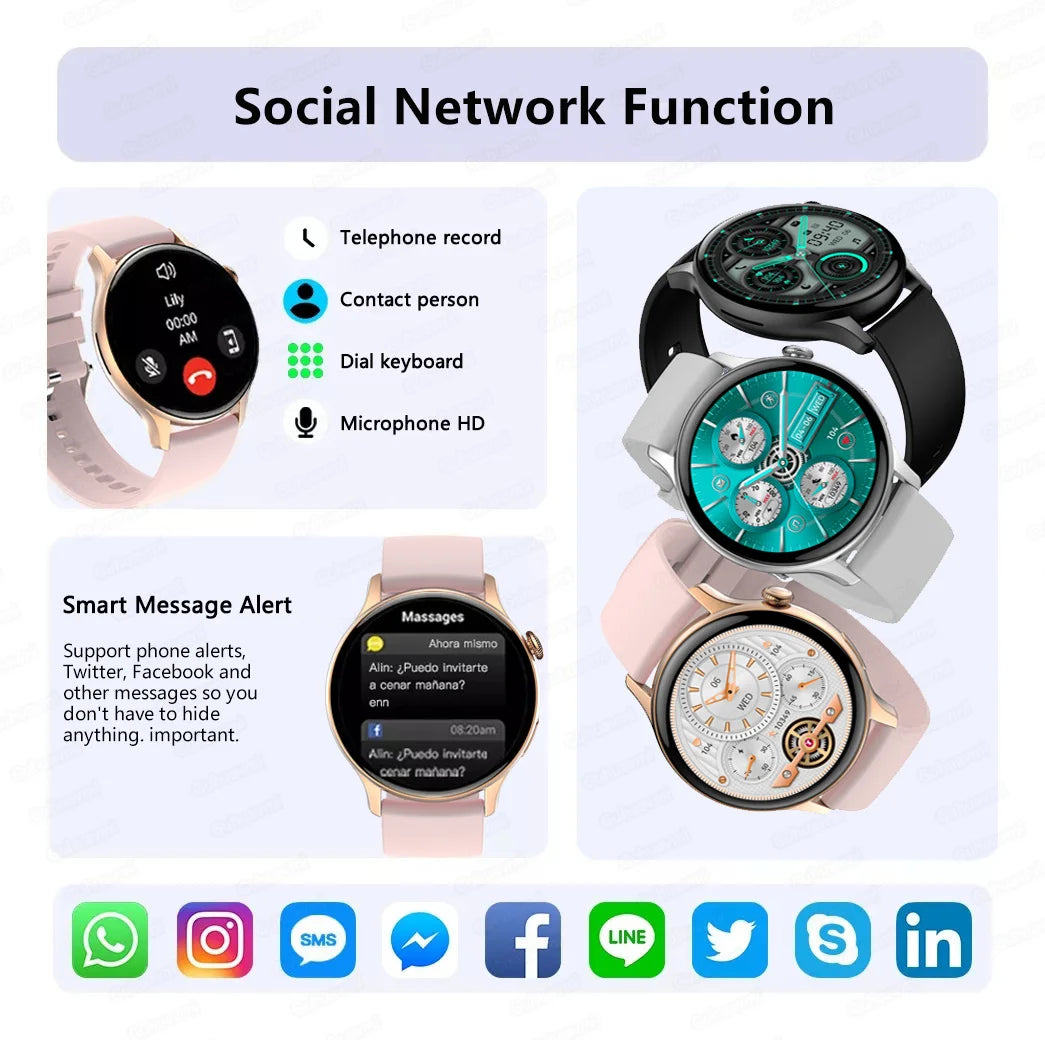 NFC Women's Smartwatch 2024 – 1.43" AMOLED, Bluetooth Call & Fitness Tracking