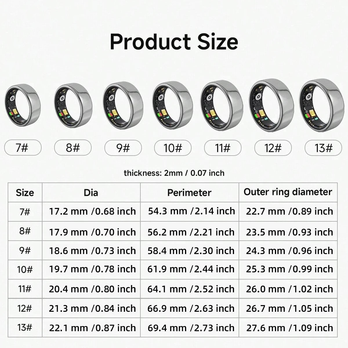 Smart Ring RC20 – Fitness & Sleep Tracking, Bluetooth 5.0, IP68 Waterproof | Taggytech