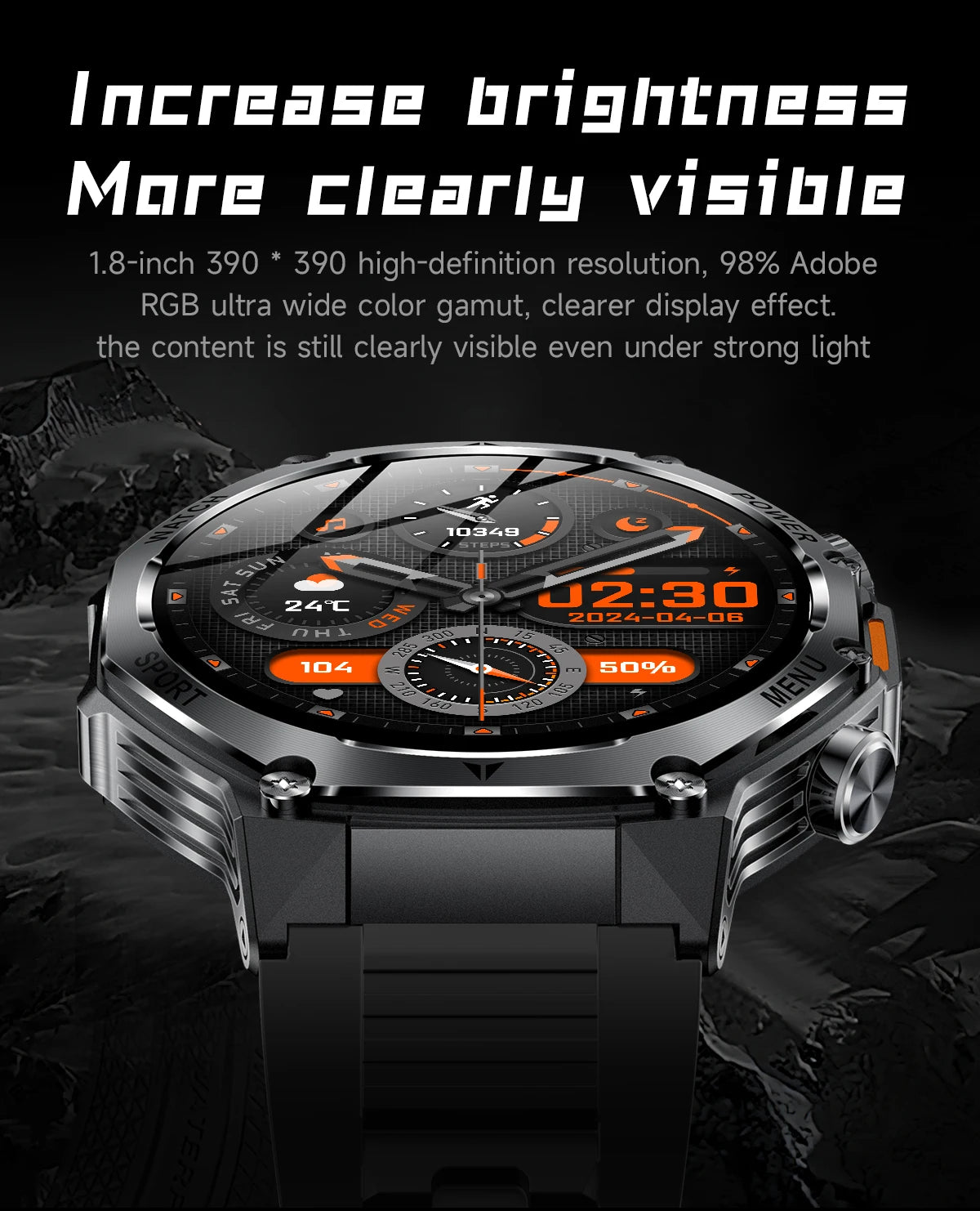 LIGE Smartwatch Herren 2025 – Militär Outdoor, 1,8" HD AMOLED, 800 mAh Batterie, Herzfrequenz & Bluetooth-Anruf, Sport-Smartwatch für Android & iOS