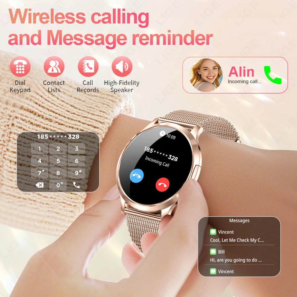 LIGE BWV93 Women's Smartwatch 2025 – Ultra-thin, 1.32" AMOLED HD, Fitness & Health, Bluetooth Call, Luxury Smartwatch