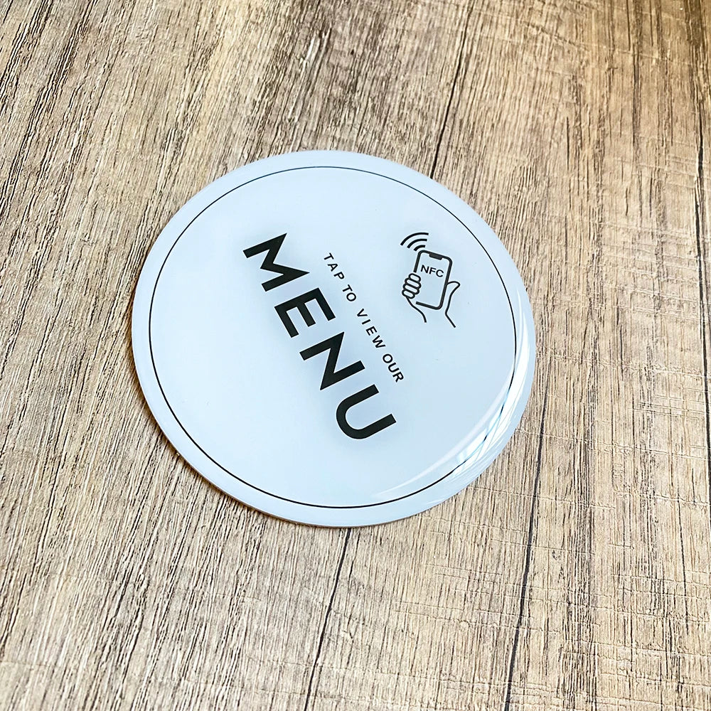 NFC Menu Plate Ø10 cm – Waterproof & Rewritable | Taggytech
