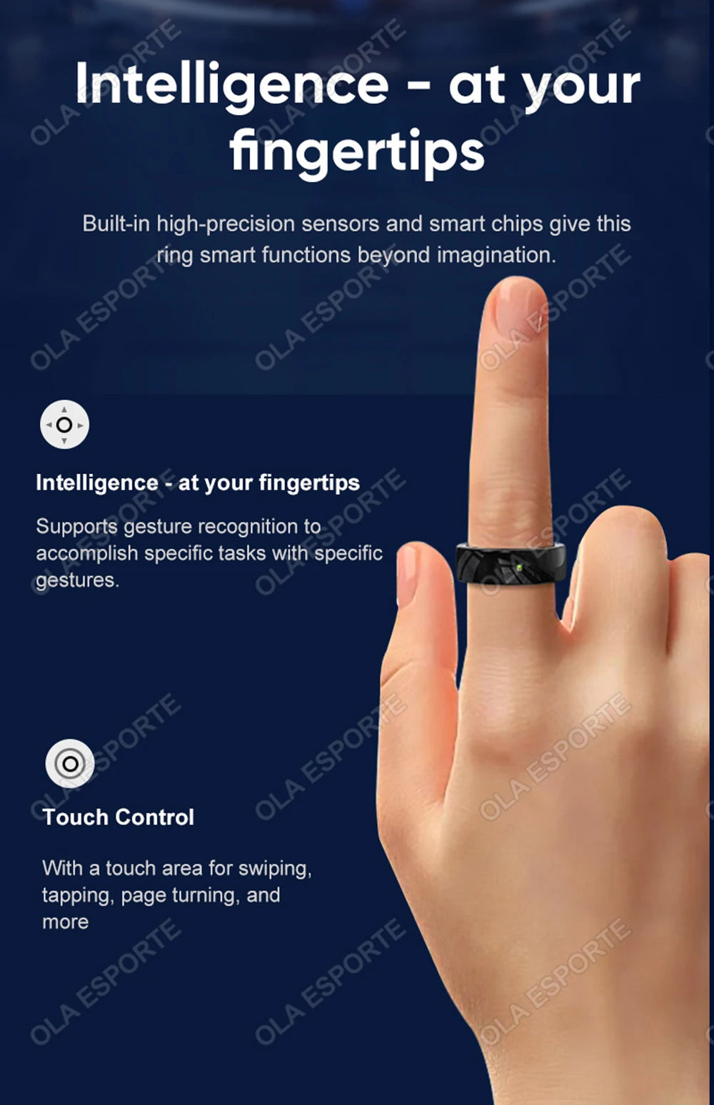 XMSJ NFC Smart Ring 2025 – Keramik, LED, 5ATM Wasserdicht, Gesundheits- & Fitness-Tracking, Gestensteuerung, Multisport