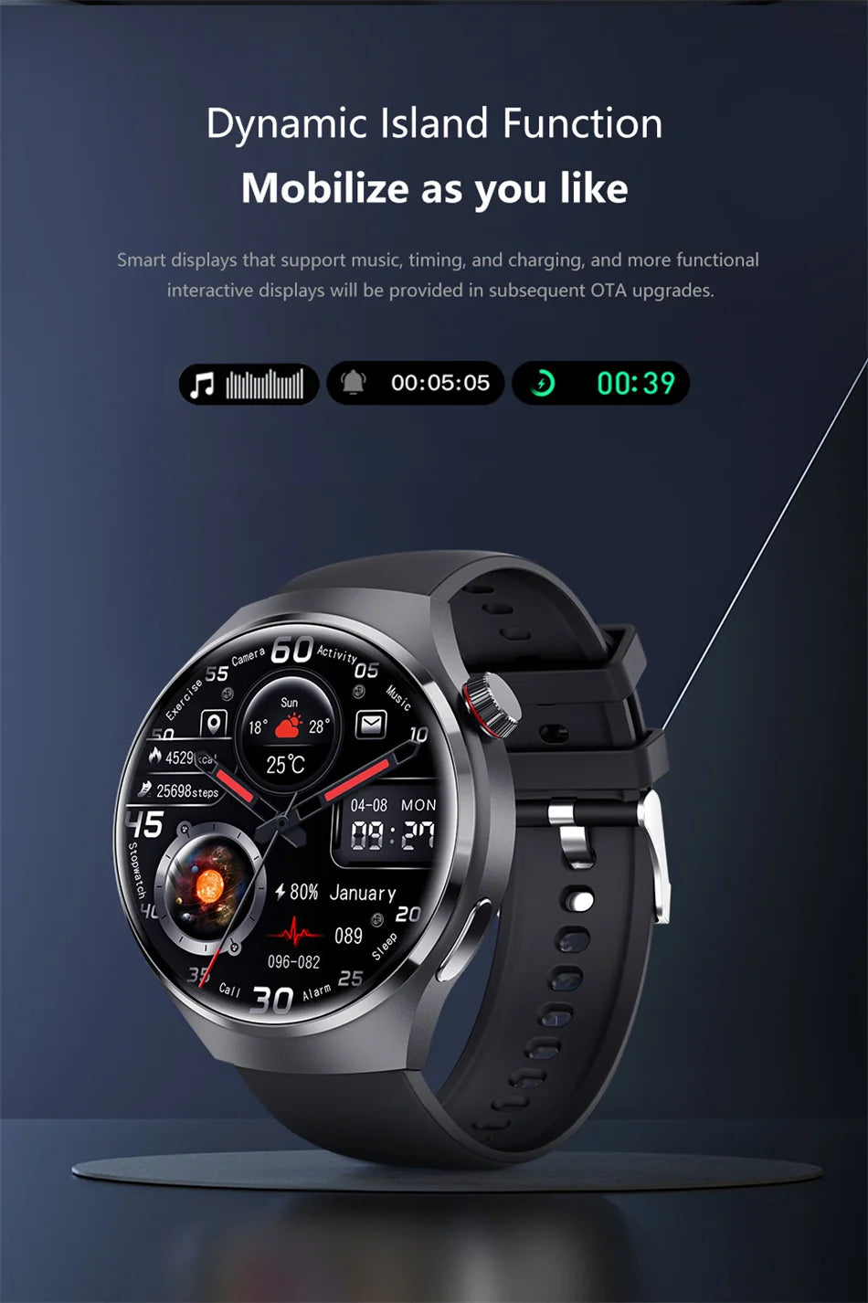 ChiBear GT4 Pro Smartwatch 2025 – 1,6" AMOLED, Bluetooth-Anrufe, Blutdruck & SpO₂, GPS-Tracker, Kompass, IP68 Wasserdicht