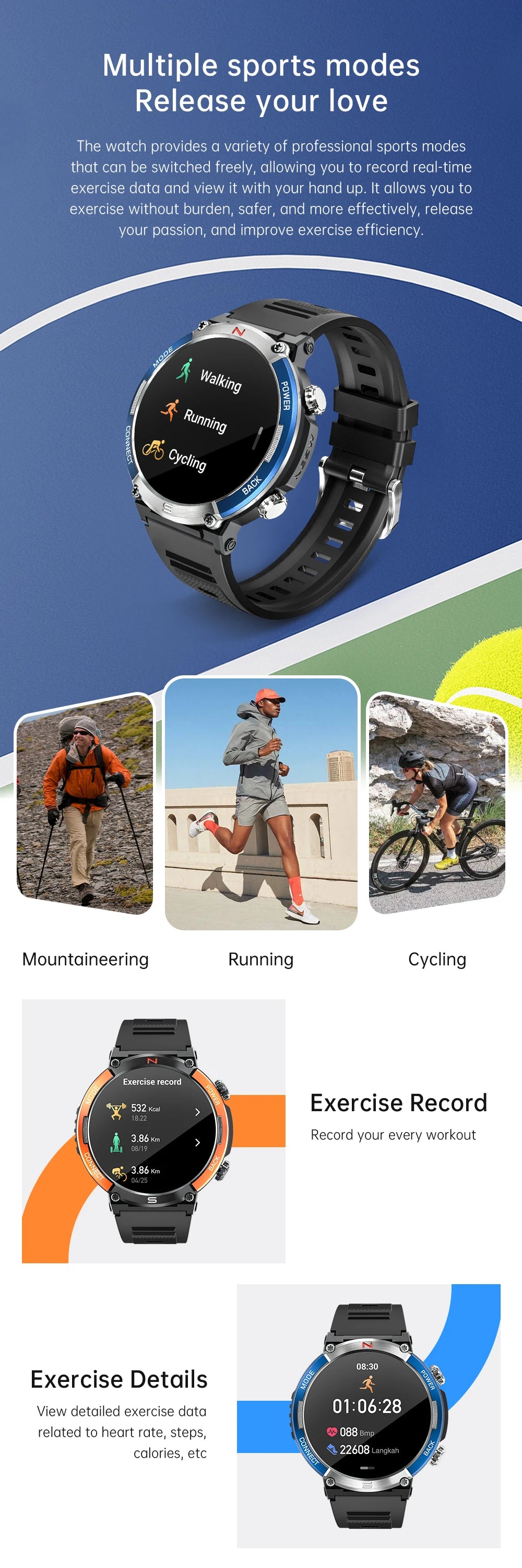 LIGE 2024 Outdoor Smartwatch for Men – Bluetooth Call, Compass, Fitness & Health Monitor, IP68 Waterproof, 1.52" IPS Display