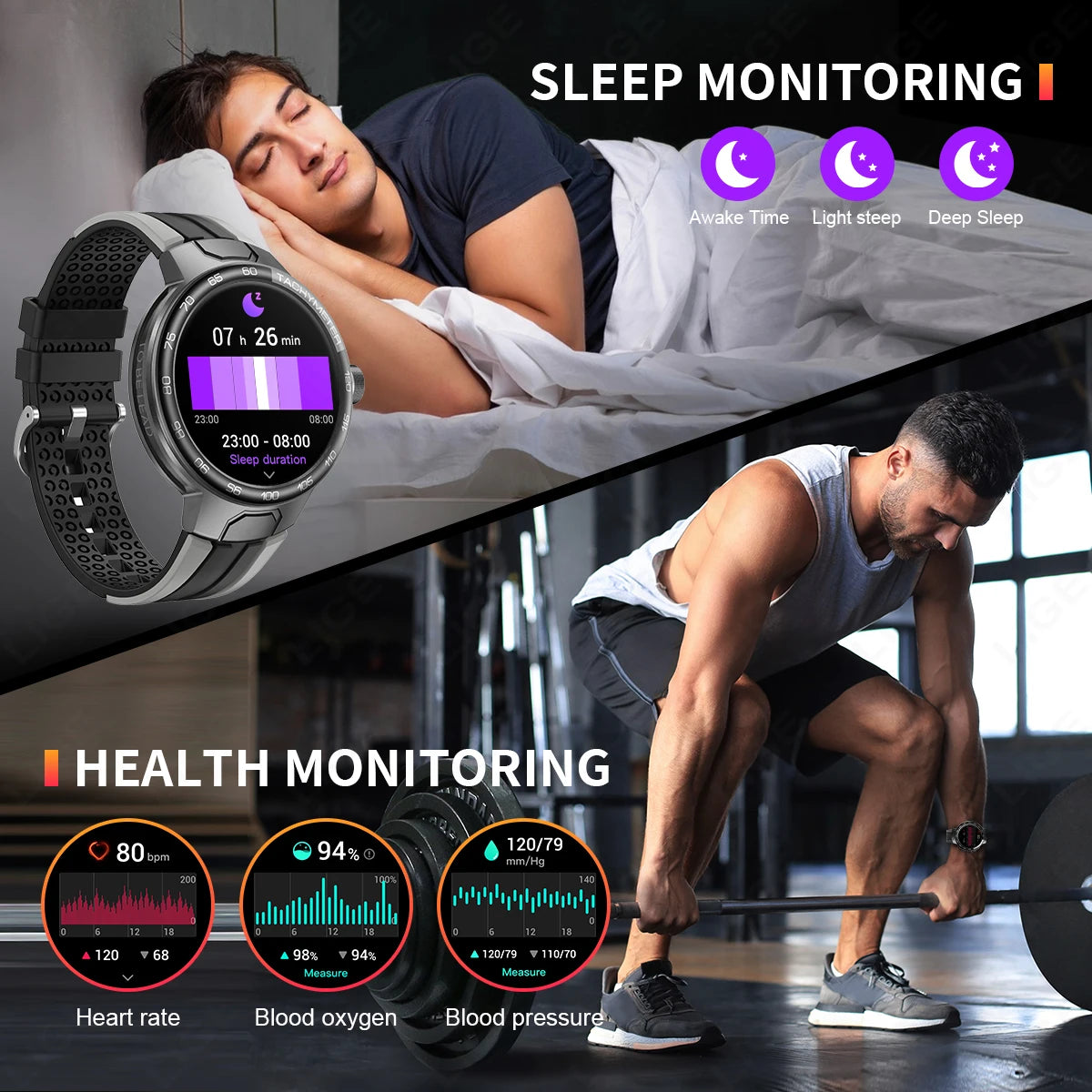 LIGE Smartwatch Männer 2024 – NFC, Fitness & Sport, Bluetooth-Anruf, Musik, Wasserdicht | Taggytech