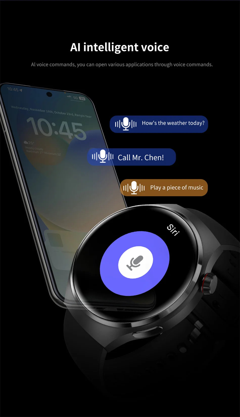ChiBear GT4 Pro Smartwatch 2025 – 1,6" AMOLED, Bluetooth-Anrufe, Blutdruck & SpO₂, GPS-Tracker, Kompass, IP68 Wasserdicht