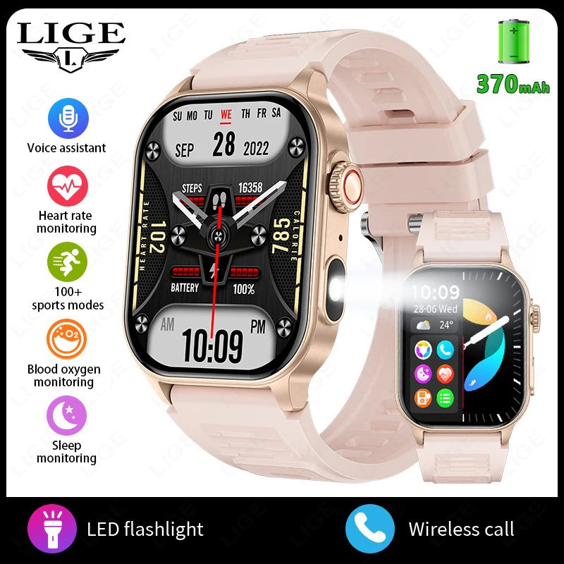 LIGE 2025 Smartwatch Men & Women – 2.01" HD TFT, Fitness & Health Monitor, LED Flashlight, Bluetooth Call, Sports Smartwatch