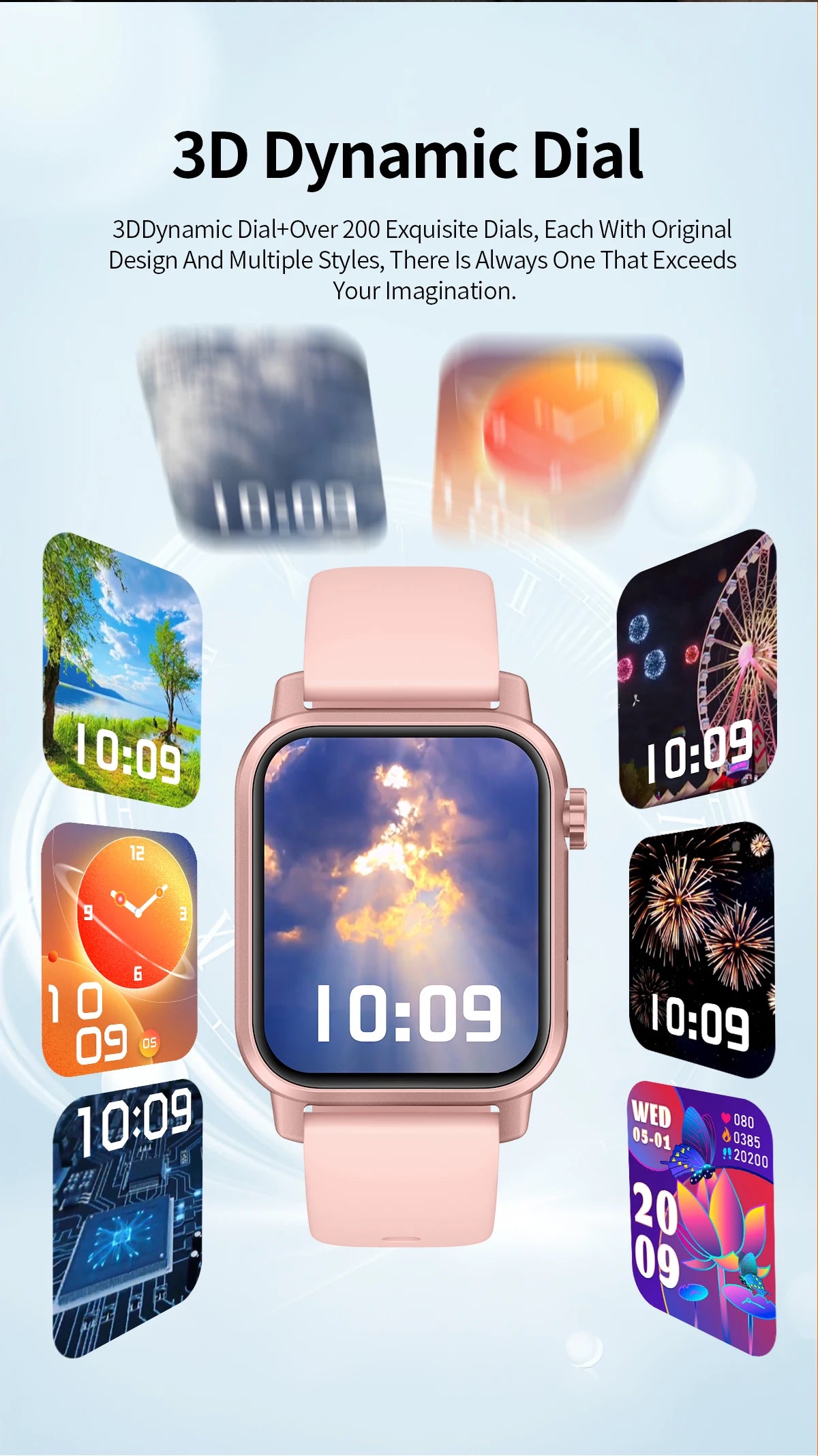 LIGE LED Smartwatch Women – 1.85″ HD Screen, Health Monitor, Fitness Tracker, AI Voice Assistant, Bluetooth Call