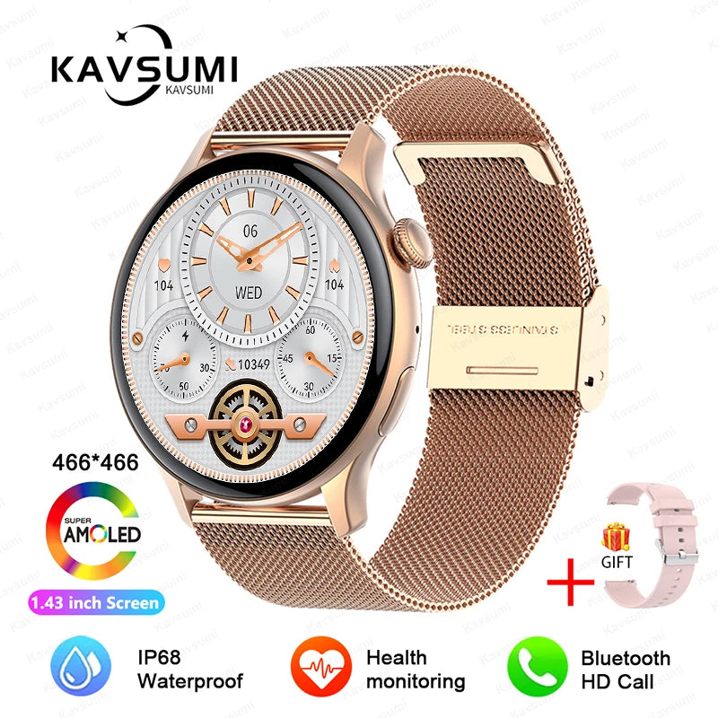 NFC Women's Smartwatch 2024 – 1.43" AMOLED, Bluetooth Call & Fitness Tracking