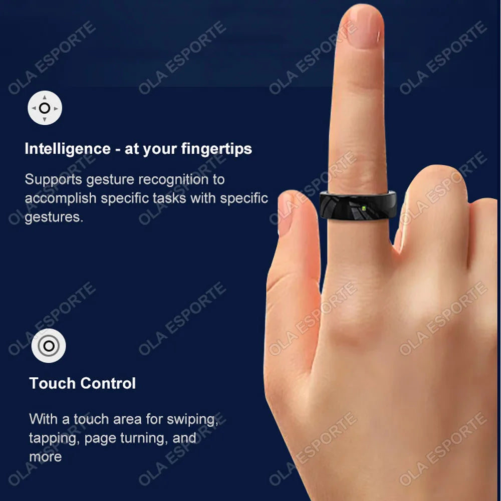 XMSJ NFC Smart Ring 2025 – Keramik, LED, 5ATM Wasserdicht, Gesundheits- & Fitness-Tracking, Gestensteuerung, Multisport