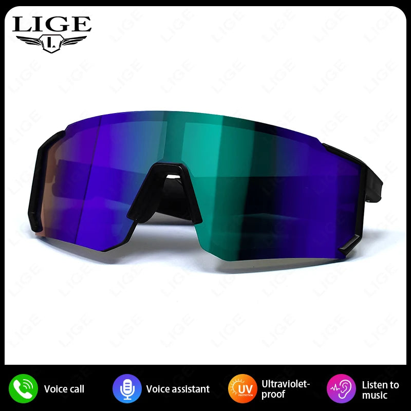 LIGE Smart Cycling Glasses 2025 – Bluetooth Calls, Music & AI Voice Assistant, Outdoor Sports Sunglasses