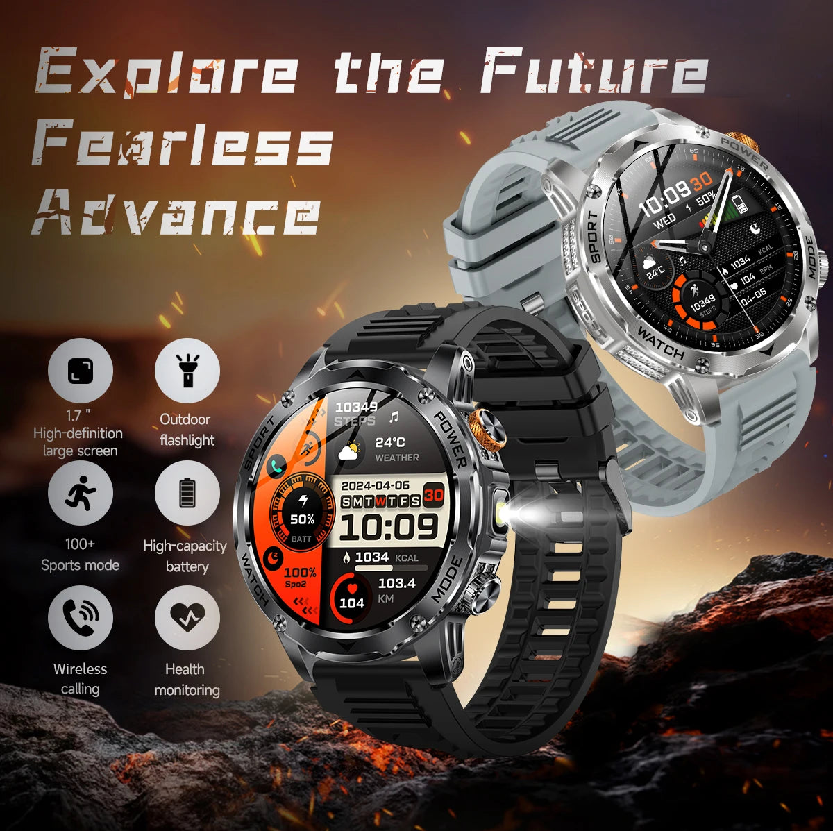LIGE Smartwatch Men 2025 – 1000 mAh Battery, Outdoor, Bluetooth Call, Sports & Flashlight