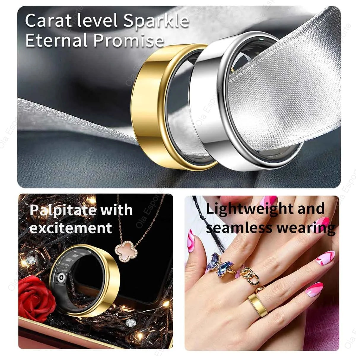 Smart Ring – Intelligent health ring with Bluetooth, heart rate & sleep monitoring, waterproof, for iOS & Android