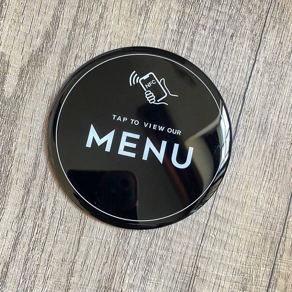 NFC Menu Plate Ø10 cm – Waterproof & Rewritable | Taggytech