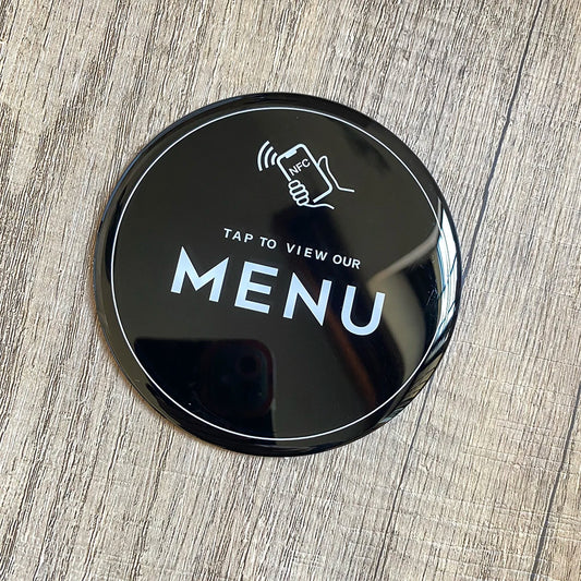 NFC Menü-Platte Ø10 cm – Wasserfest & wiederbeschreibbar | Taggytech