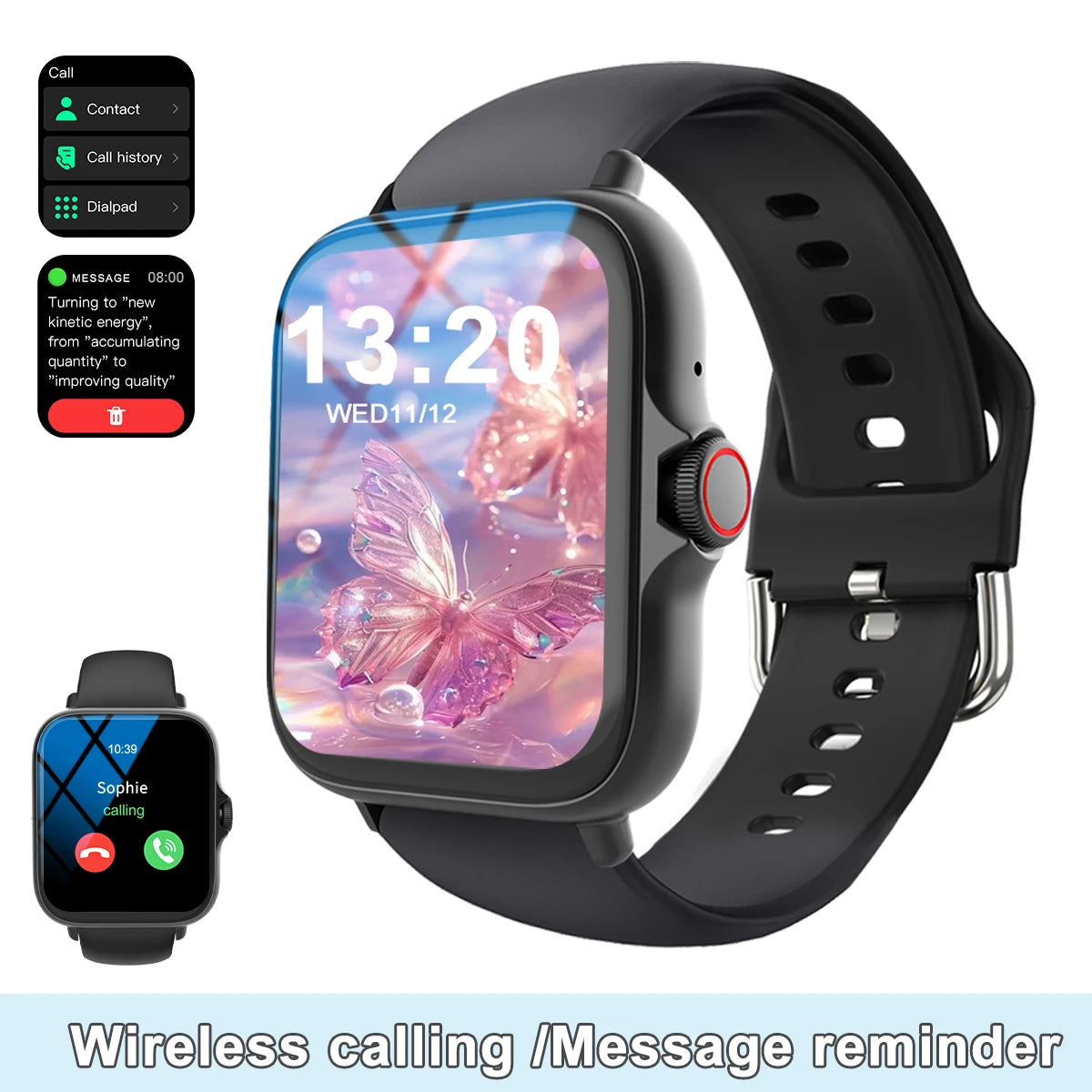 LOMAXFR Smartwatch – 1,99" Voll-Touchscreen, Anruf- & Nachrichtenfunktion, Musiksteuerung, kompatibel mit iPhone & Android