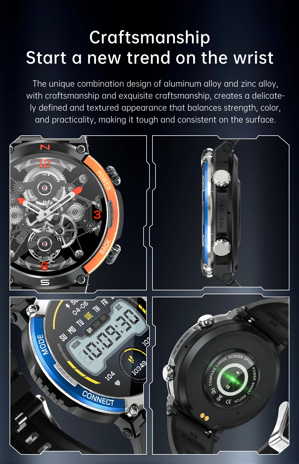 LIGE 2024 Outdoor Smartwatch for Men – Bluetooth Call, Compass, Fitness & Health Monitor, IP68 Waterproof, 1.52" IPS Display