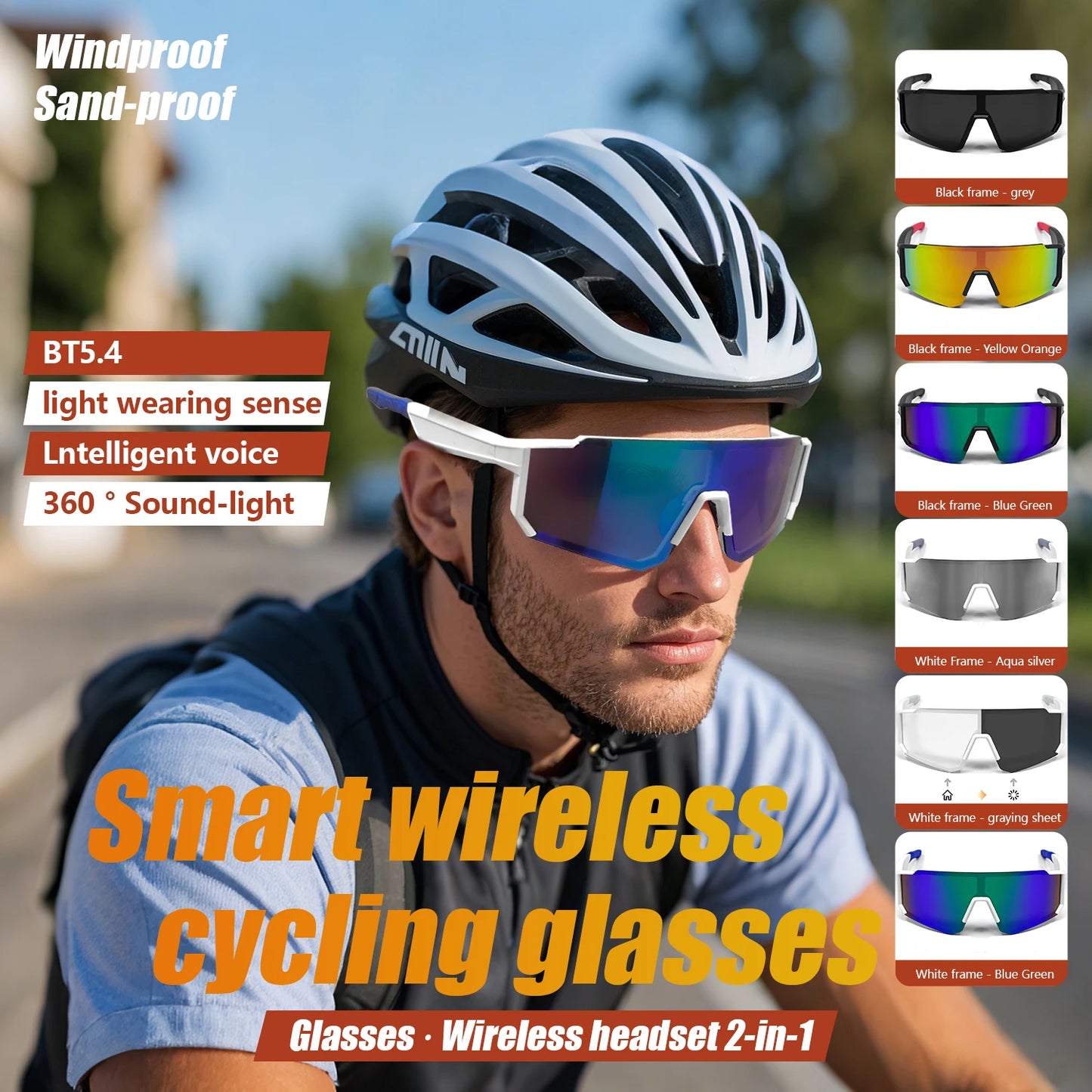 LIGE Smart Cycling Glasses 2025 – Bluetooth Calls, Music & AI Voice Assistant, Outdoor Sports Sunglasses