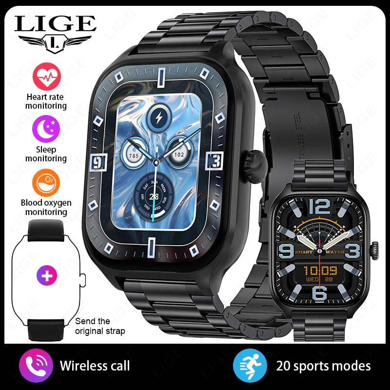 LIGE 2025 Luxus-Smartwatch für Damen – Bluetooth-Anruf, Fitness & Herzfrequenzmesser, 2,01" Ultra-HD Display, 20 Sportmodi | Taggytech