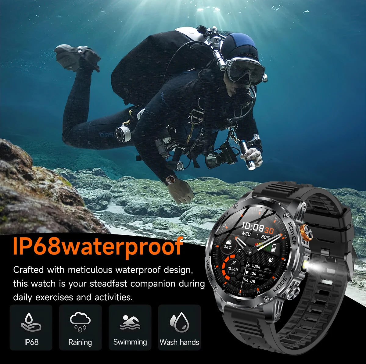 LIGE Smartwatch Men 2025 – 1000 mAh Battery, Outdoor, Bluetooth Call, Sports & Flashlight