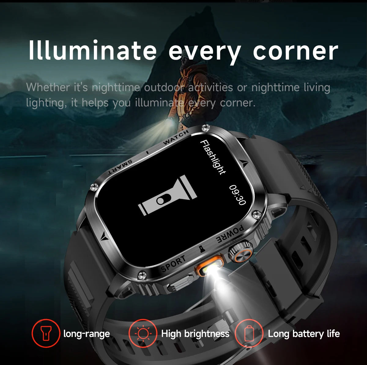LIGE 2025 Premium Military Smartwatch Men – Outdoor Sports Tracker, Bluetooth Call, Flashlight, IP68 Waterproof, 400 mAh Battery