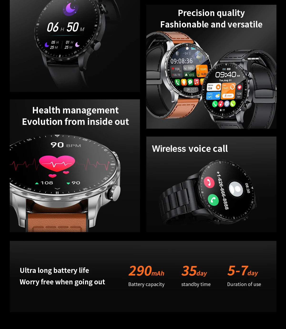 LIGE Smartwatch for Men – Bluetooth Call, Fitness & Sports Tracker, IP68 Waterproof