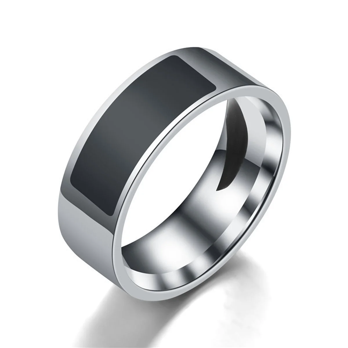 NFC Smart Ring B – Black stainless steel ring with integrated NFC chip