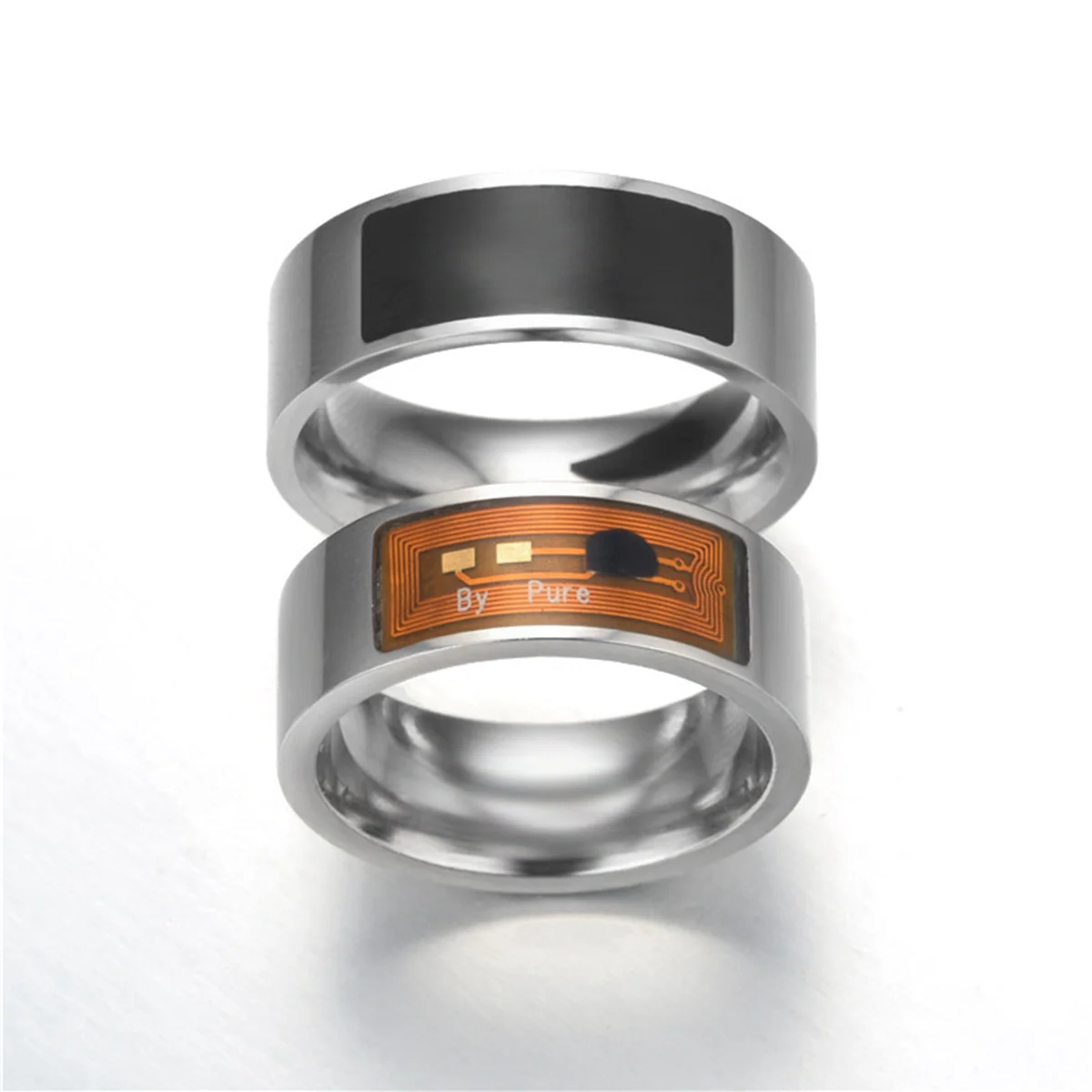 NFC Smart Ring B – Black stainless steel ring with integrated NFC chip