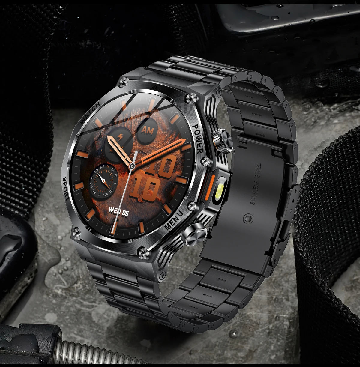 LIGE Smartwatch Herren 2025 – Militär Outdoor, 1,8" HD AMOLED, 800 mAh Batterie, Herzfrequenz & Bluetooth-Anruf, Sport-Smartwatch für Android & iOS