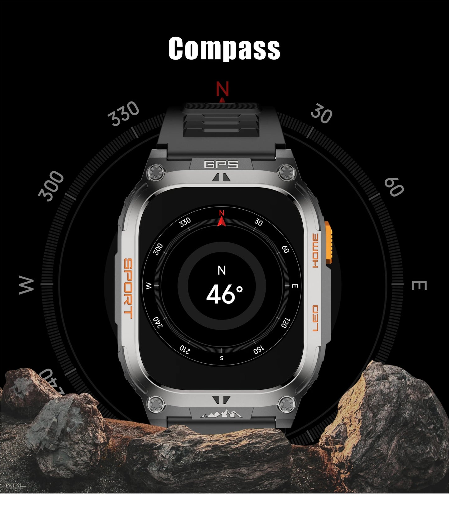 LIGE 2025 Smartwatch Men – 2.01" HD AMOLED, GPS, IP68 Waterproof, Outdoor Sports, LED Flashlight, Bluetooth Calls