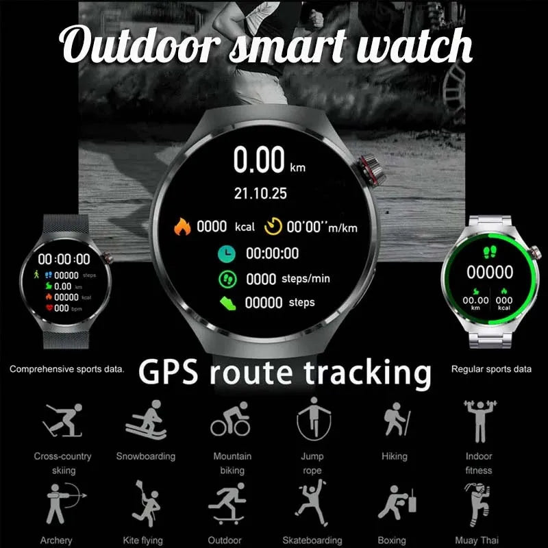 ChiBear GT4 Pro Smartwatch 2025 – 1,6" AMOLED, Bluetooth-Anrufe, Blutdruck & SpO₂, GPS-Tracker, Kompass, IP68 Wasserdicht