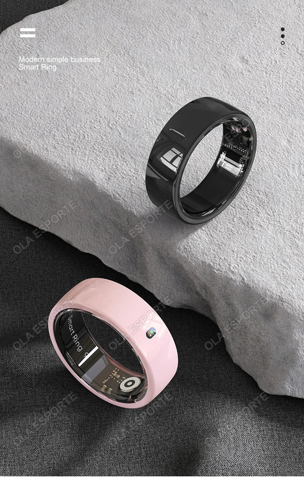 XMSJ NFC Smart Ring 2025 – Keramik, LED, 5ATM Wasserdicht, Gesundheits- & Fitness-Tracking, Gestensteuerung, Multisport