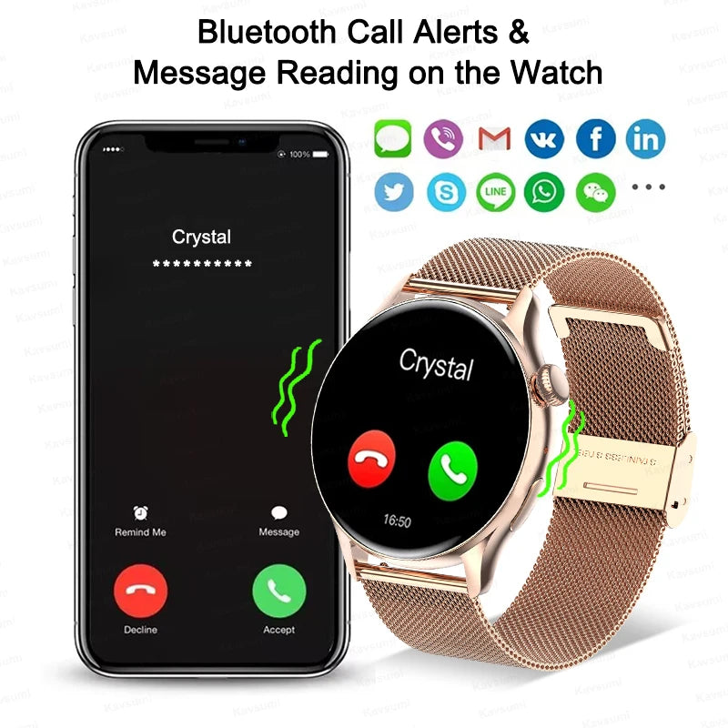 NFC Women's Smartwatch 2024 – 1.43" AMOLED, GPS & Bluetooth Call
