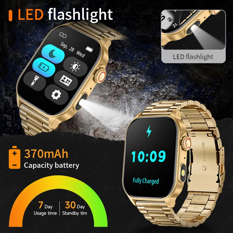 LIGE 2025 Smartwatch Men & Women – 2.01" HD TFT, Fitness & Health Monitor, LED Flashlight, Bluetooth Call, Sports Smartwatch
