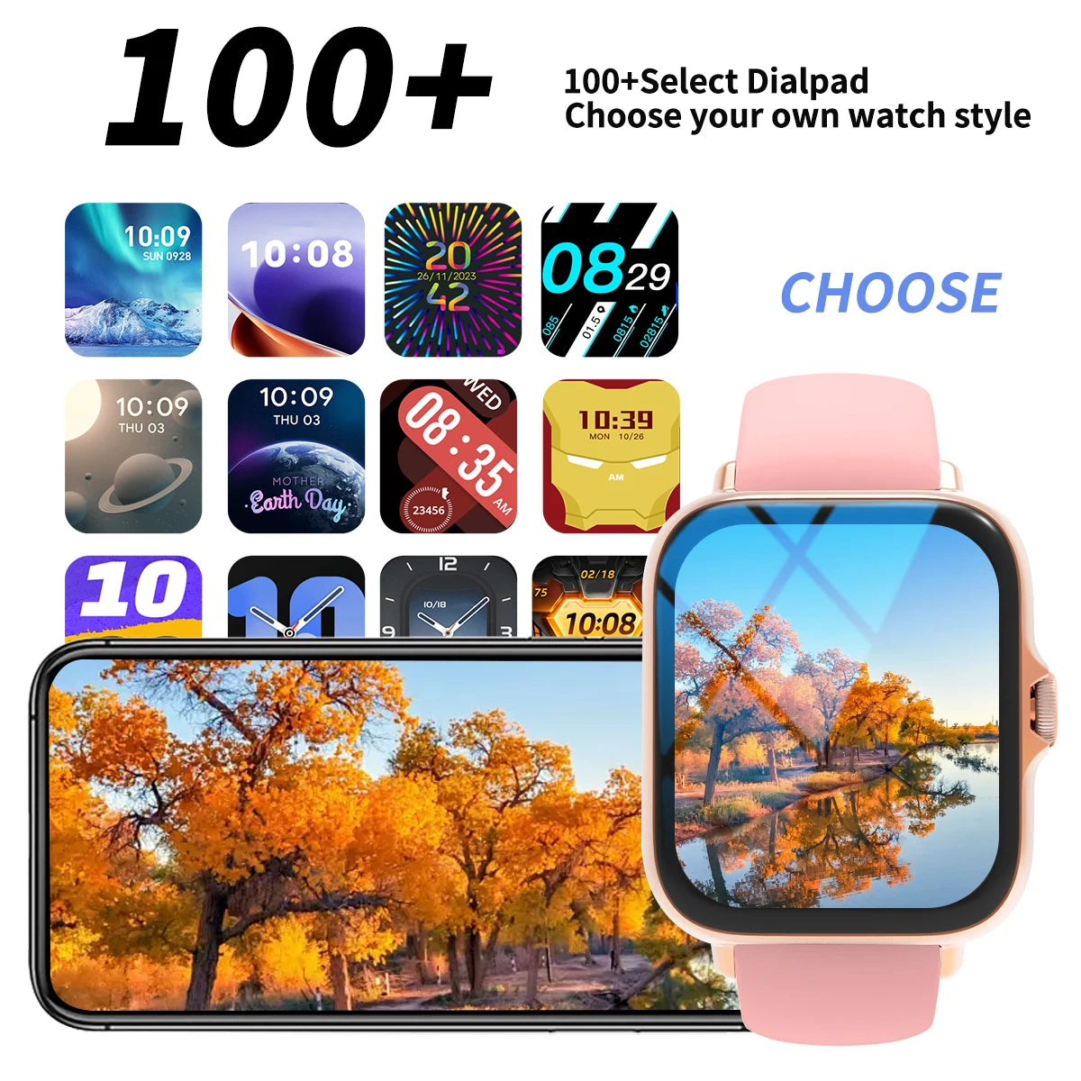 LOMAXFR Smartwatch – 1,99" Voll-Touchscreen, Anruf- & Nachrichtenfunktion, Musiksteuerung, kompatibel mit iPhone & Android