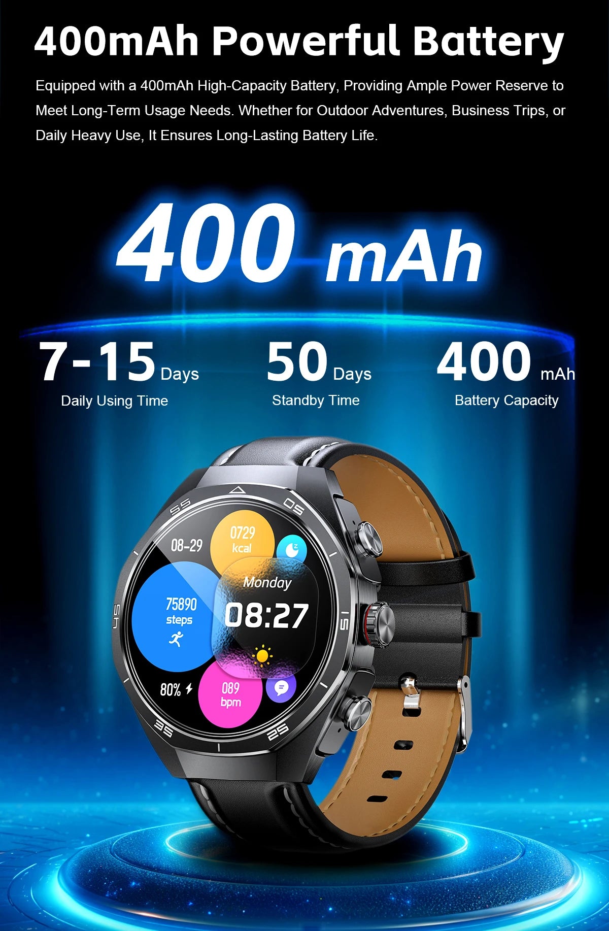 2025 LIGE 2-in-1 Smartwatch Men – NFC, Built-in TWS Earphones, 1.53-inch HD AMOLED, Bluetooth Call, Fitness & Sports Smartwatch