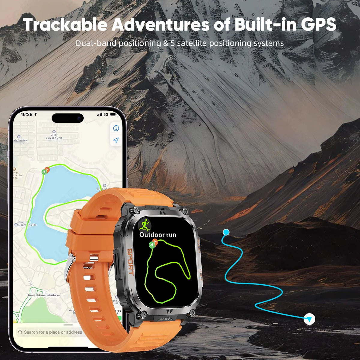 LIGE 2025 Smartwatch Men – 2.01" HD AMOLED, GPS, IP68 Waterproof, Outdoor Sports, LED Flashlight, Bluetooth Calls