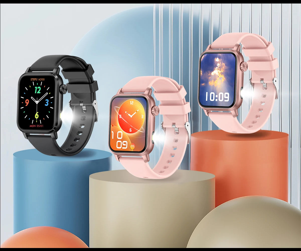 LIGE LED Smartwatch Women – 1.85″ HD Screen, Health Monitor, Fitness Tracker, AI Voice Assistant, Bluetooth Call