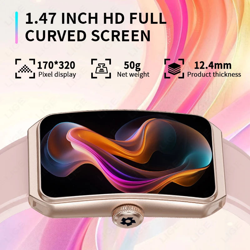 2025 New Bluetooth Call Smartwatch for Women, AI Voice Assistant Fitness Tracker, 1.47 Inch 3D Curved Screen Smartwatch, Health Monitor