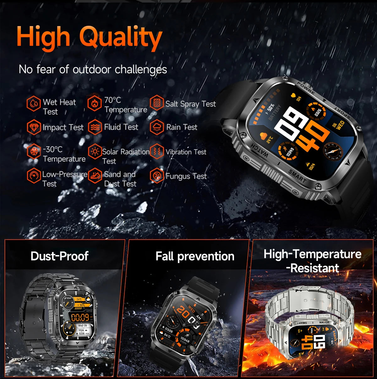 LIGE 2025 Premium Military Smartwatch Men – Outdoor Sports Tracker, Bluetooth Call, Flashlight, IP68 Waterproof, 400 mAh Battery