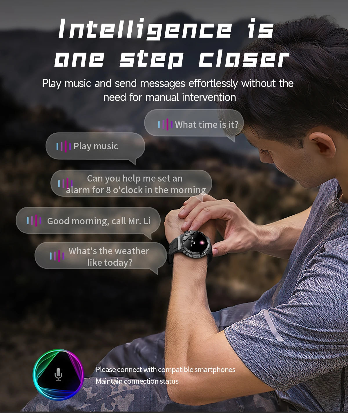 LIGE Smartwatch Herren 2025 – Militär Outdoor, 1,8" HD AMOLED, 800 mAh Batterie, Herzfrequenz & Bluetooth-Anruf, Sport-Smartwatch für Android & iOS