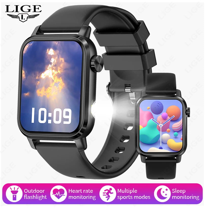 LIGE LED Smartwatch Women – 1.85″ HD Screen, Health Monitor, Fitness Tracker, AI Voice Assistant, Bluetooth Call