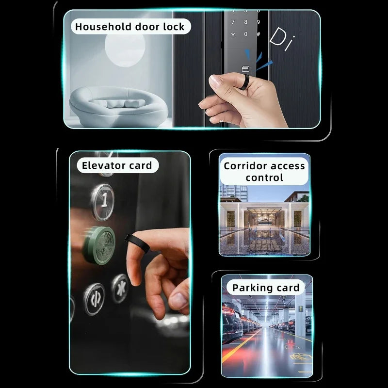 خاتم NFC الذكي - خاتم لياقة بدنية وصحة رفيع للغاية 7 مم مع تتبع معدل ضربات القلب والنوم وأكسجين الدم | الوصول إلى NFC، ومقاومة للماء IP68، بما في ذلك علبة الشحن