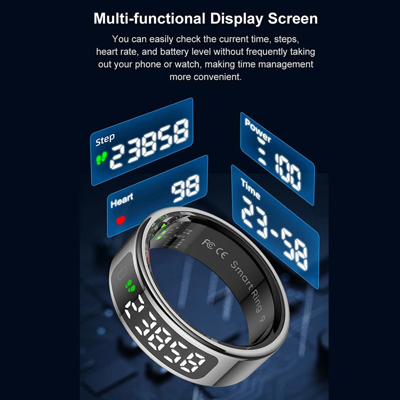 Lenovo R12 Smart Ring – Touchscreen, health tracking & wireless charging | Heart rate, O₂, sleep monitor | 5ATM water resistance