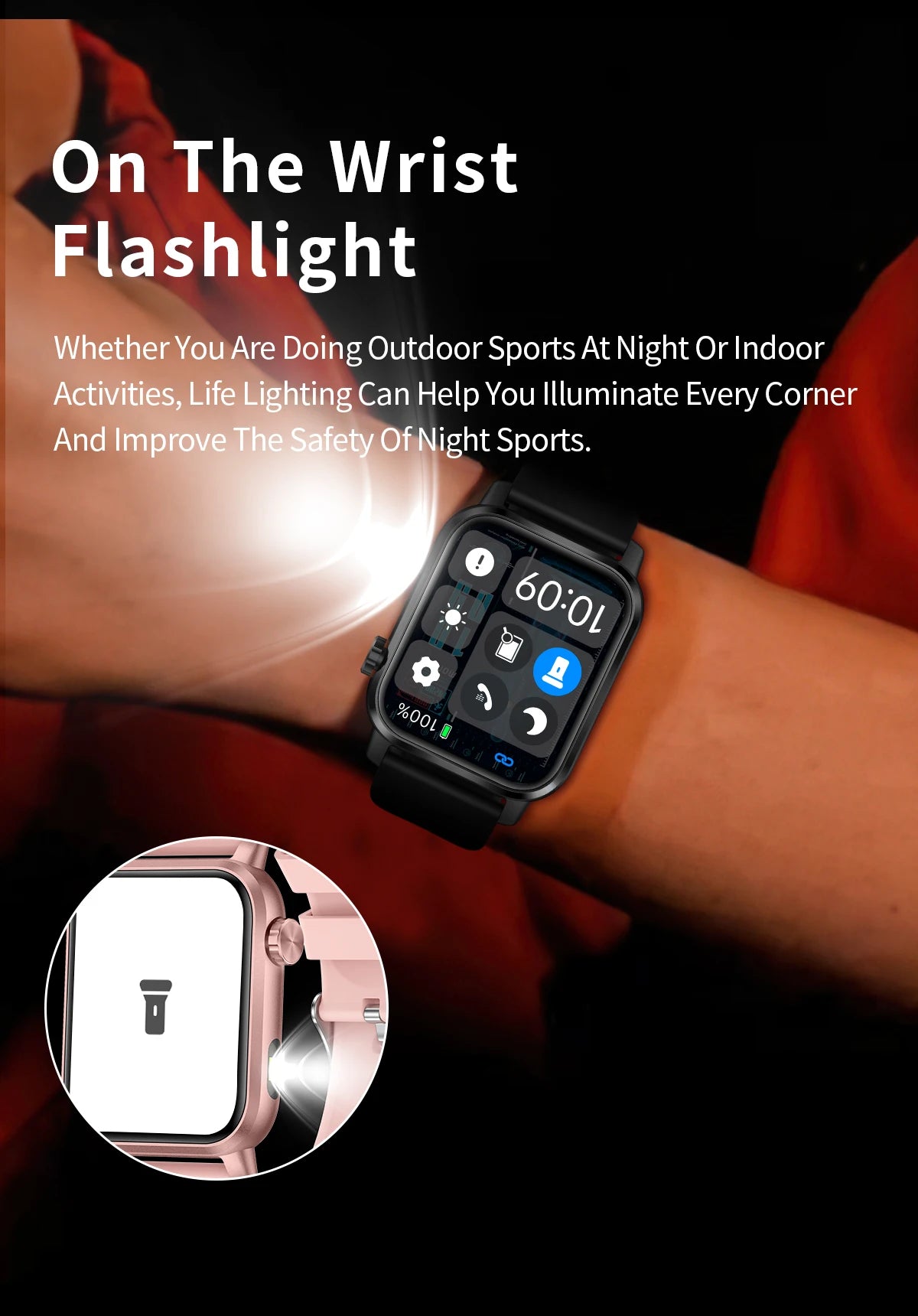 LIGE LED Smartwatch Women – 1.85″ HD Screen, Health Monitor, Fitness Tracker, AI Voice Assistant, Bluetooth Call