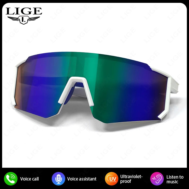 LIGE Smart Cycling Glasses 2025 – Bluetooth Calls, Music & AI Voice Assistant, Outdoor Sports Sunglasses